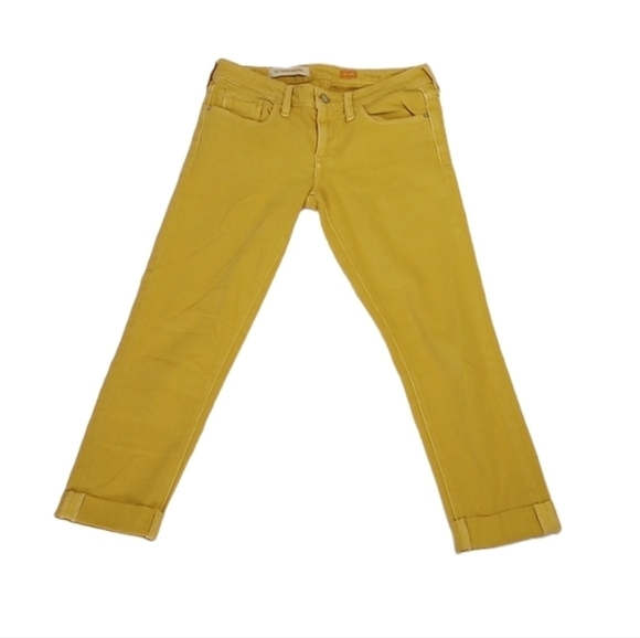 Pilcro and the Letterpress Denim - Pilcro & The Letterpress Womens Cropped Skinny Jeans Sz 26 Yellow Fall Autumn